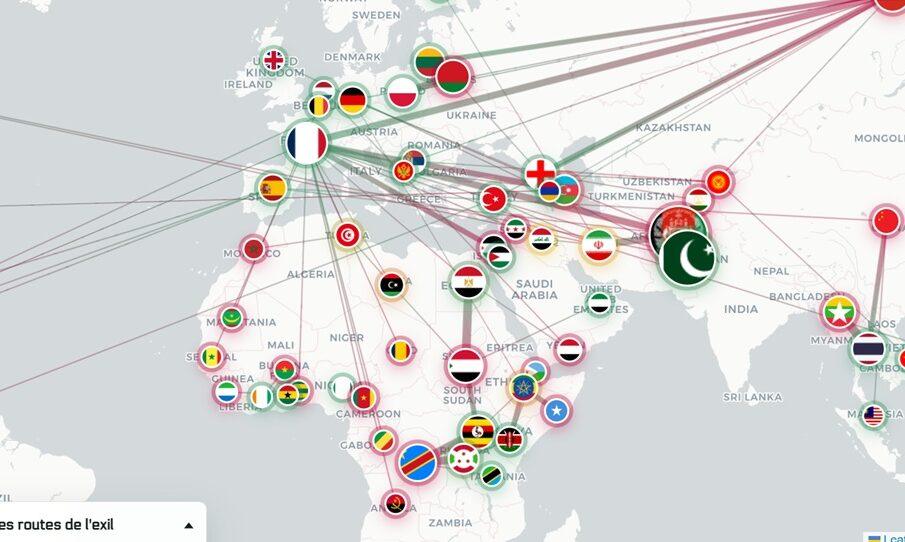 mapa de países que acogen