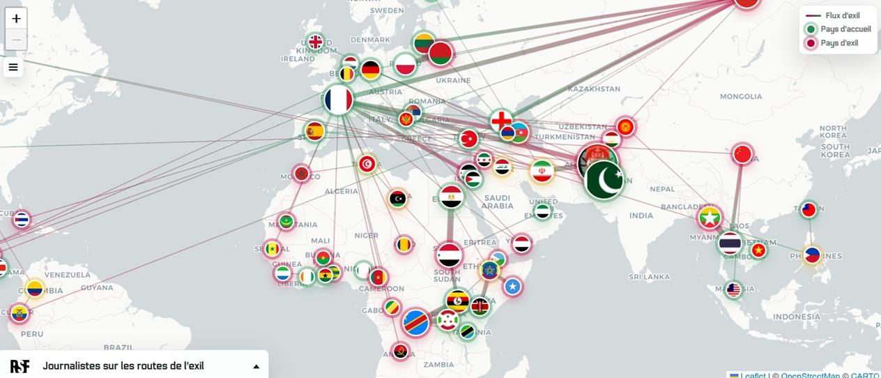 mapa de países que acogen